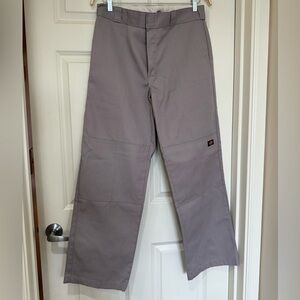 Dickies Mens 34x32 Spell Out Double Knee Loose Wide Leg Pants Gray
